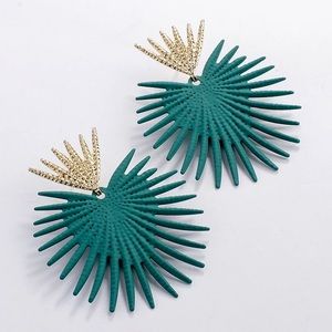 🌟 Green Leaf Big Earrings